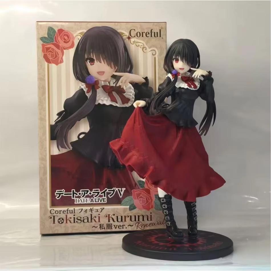 19Cm Date A Live Tokisaki Kurumi Anime Figure Cute Girl Model Toy Pvc Black Dress Dress Up Standing Model Car Interior Ornament