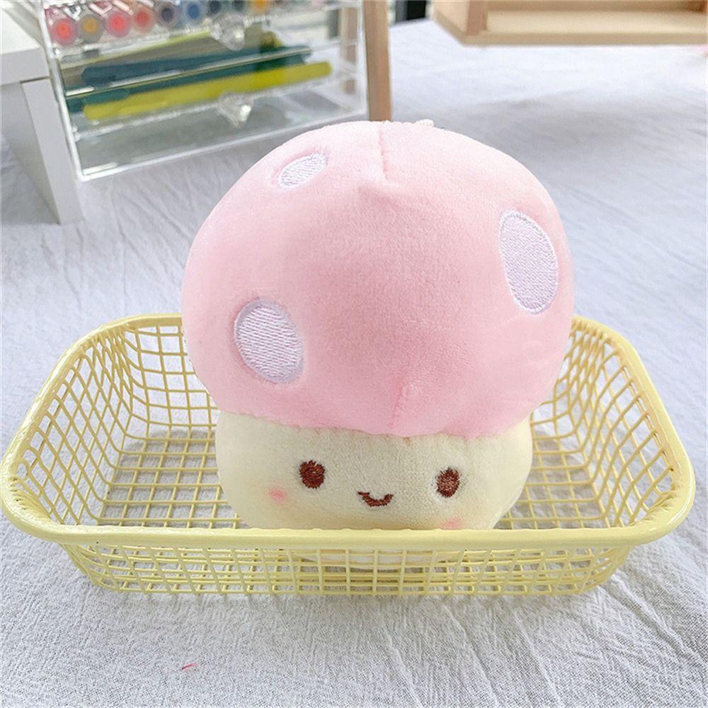 

Stuffed Toy Mushroom Keychain Mushroom Plush Keyring Vegetables Plush Pendant Mushroom Plush Doll рожевий
