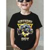 European Sizes Children SCKMEU Boys' Birthday Car Print T-Shirt Vibrant Monster Truck Design Medium Stretch Casual Outdoor Wear for Spring/Summer/Fall