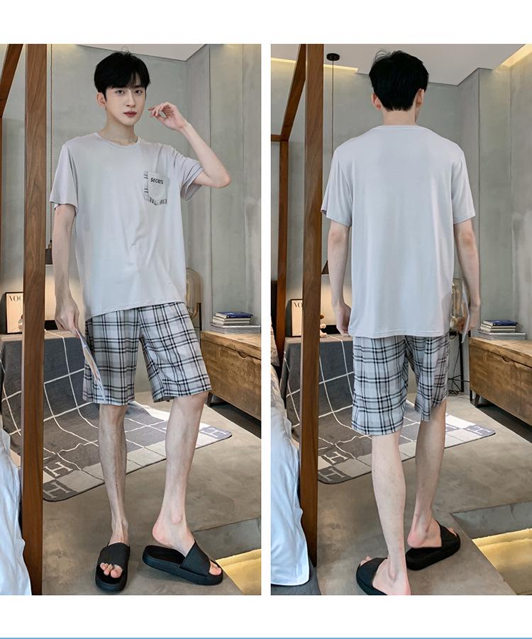 Men's Summer Modal Pajama Set: Korean Style Short-Sleeved Top and Shorts for Teens and College Students