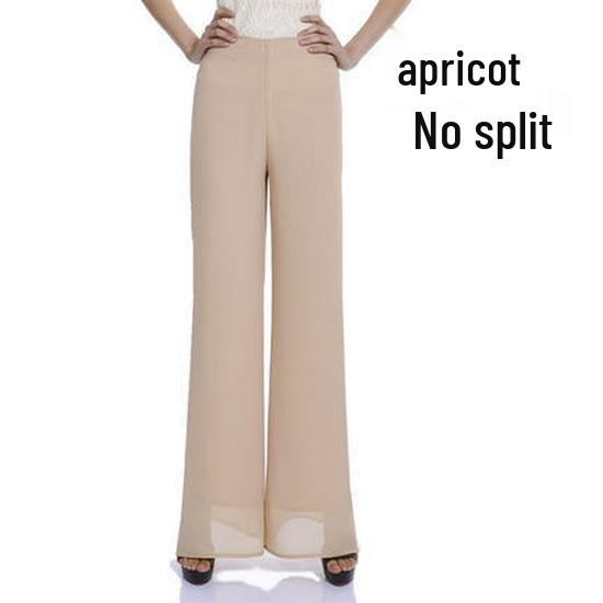 Šifonové culottes s vysokým pasem: Nadměrná velikost, Síťovina, Volné, Široké nohavice, Rovné, Rozparek, Ležérní palazzo kalhoty pro ženy.