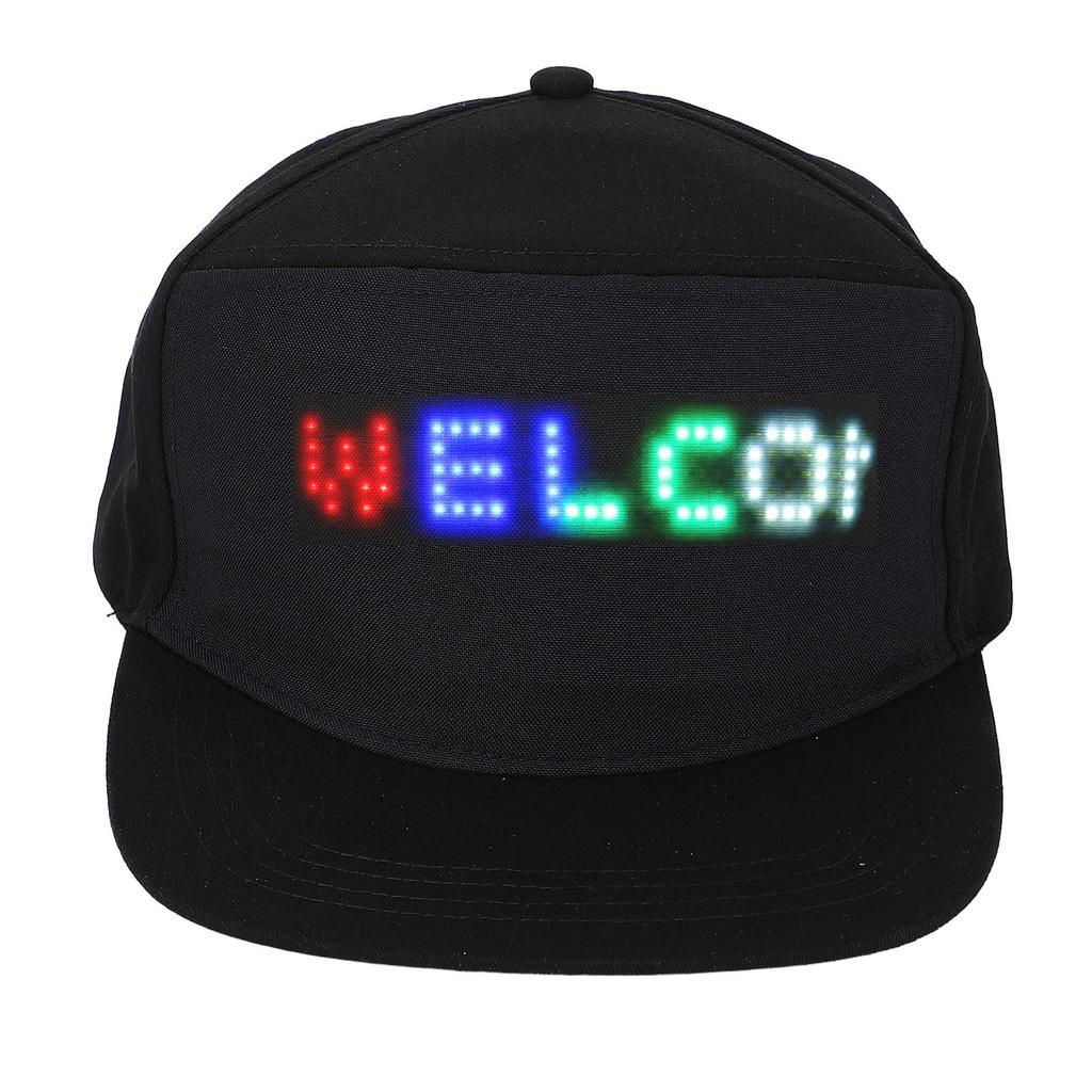 Programmable Cap 16x32 Dots Color LED Display Screen BT Mobile APP Control Editable Cotton Smart Hat Adjustable Size