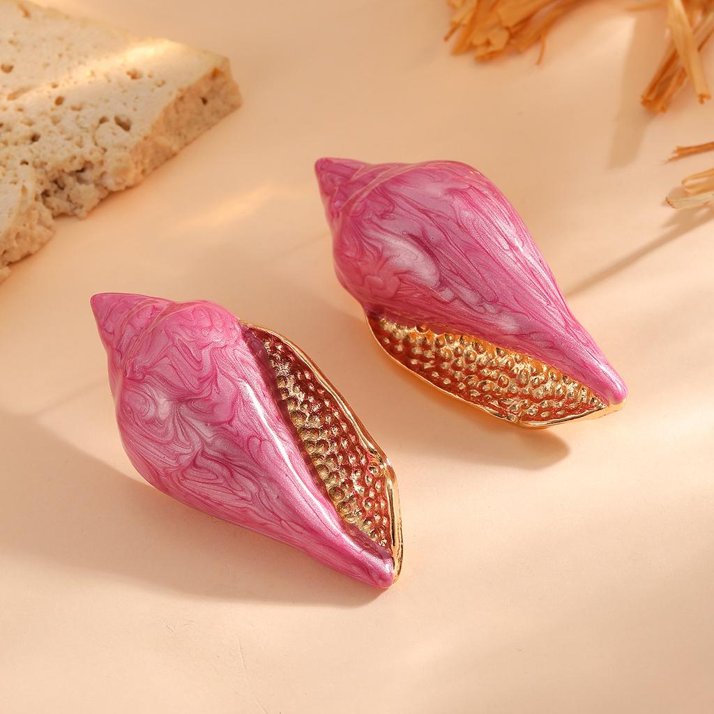 2026 Spring Collection European and American Exaggerated Ocean Vacation Style Conch Earrings Women's Fashion Earrings Bohemian