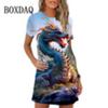 Cute cartoon animal print women's casual dog cat short sleeved mini dress summer new women's dress vest
