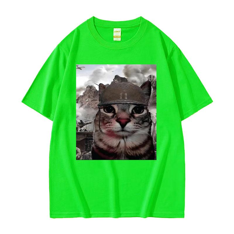 Thousand Yard Stare Funny Cat Meme T Shirts Men Womens Fashion Casual Short Sleeve Tshirts Cotton Oversized Tshirt Streetwear