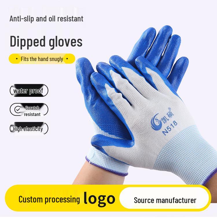 Durable Cotton and Nylon Construction Work Gloves - Wear-Resistant and Protective
