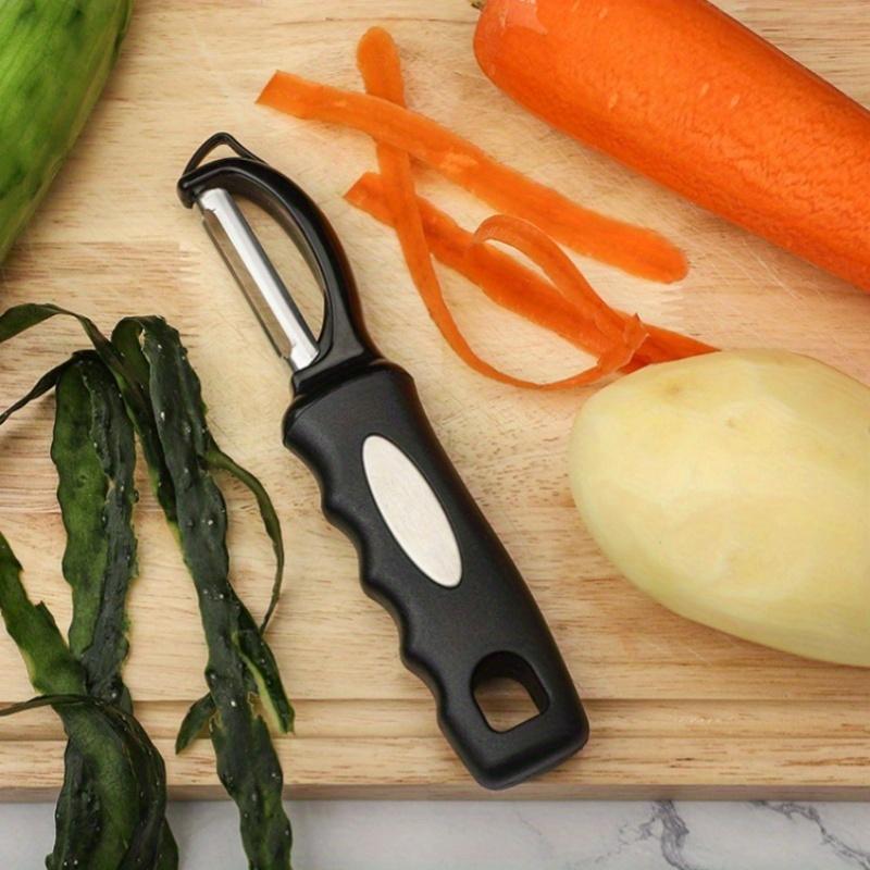 2pcs Premium Black Stainless Steel Swivel Vegetable Peeler with Comfortable Grip Handle , Sharp and Efficient Blades for Fruits and Vegetables