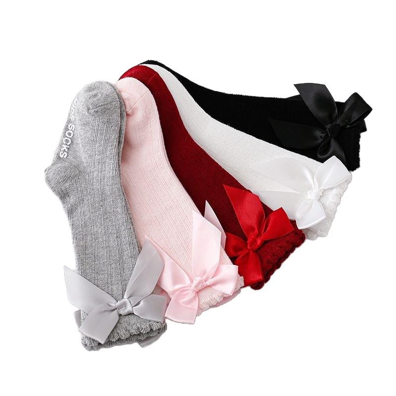 Baby Girls' Bow Mid-Calf Socks - Cotton Blend Princess Style