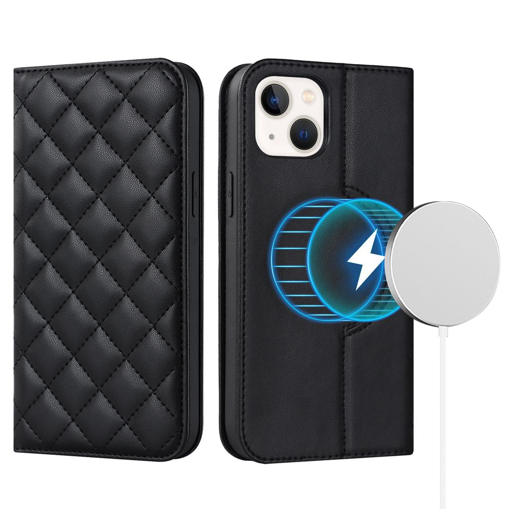 For iPhone 13 mini 5.4 inch RFID Blocking Phone Case Card Holder Stand Phone Leather Cover Compatible with MagSafe