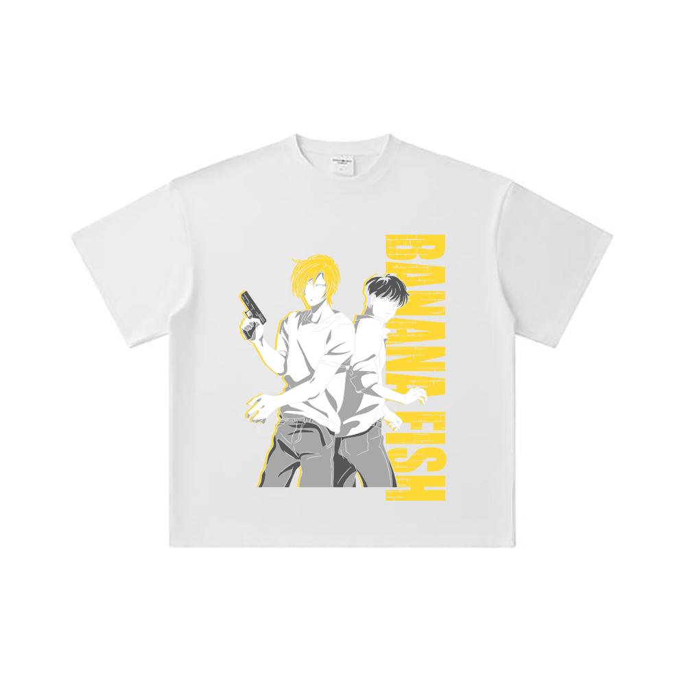 260 GSM Double Yarn 32 Count 100% Cotton Banana Fish V1 Print Unisex Heavy Cotton T Shirt