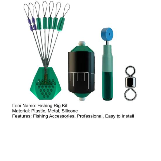 1 Set Fishing Rig Kit with Long Casting Silicone Space Beans Scale Weight Float Holder Alloy Swivel Freshwater Saltwater Rock Fishing Accessories