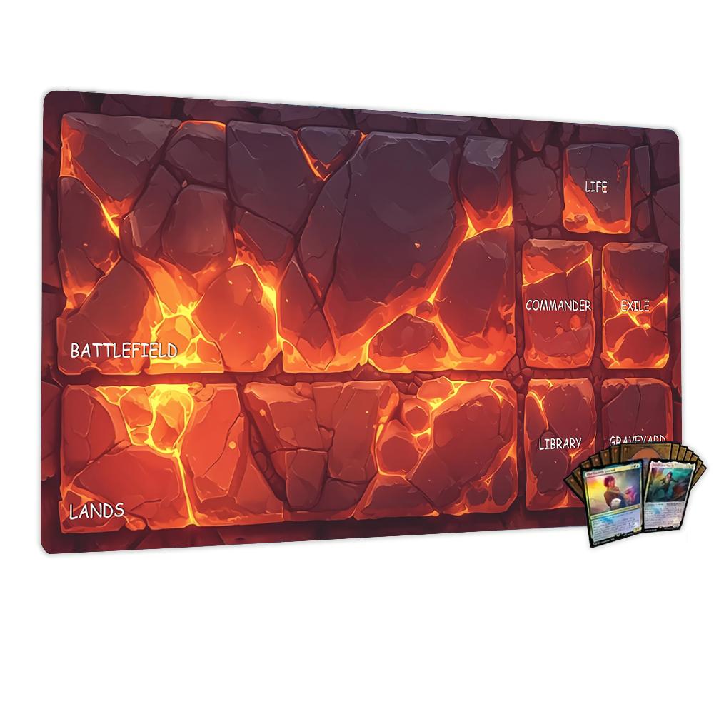 Retro Stone Brick Pattern Theme Mtg Playmat Magic Card Mat With Stitched Edge NonSlip Tabletop Playmat Board Game Mat For Tcg