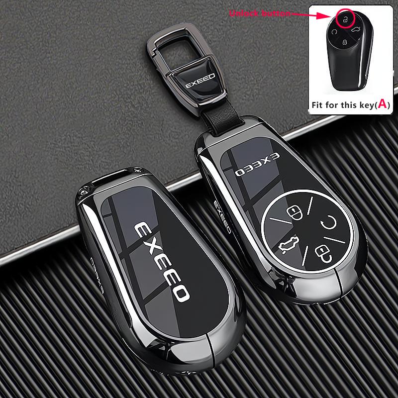 Zinc Alloy Car Key Case Cover For Chery Exeed Exlantix Et Rx Cdm Vx Lx Tx Txl Phev Keychain Ring Holder Fob Shell Accessories