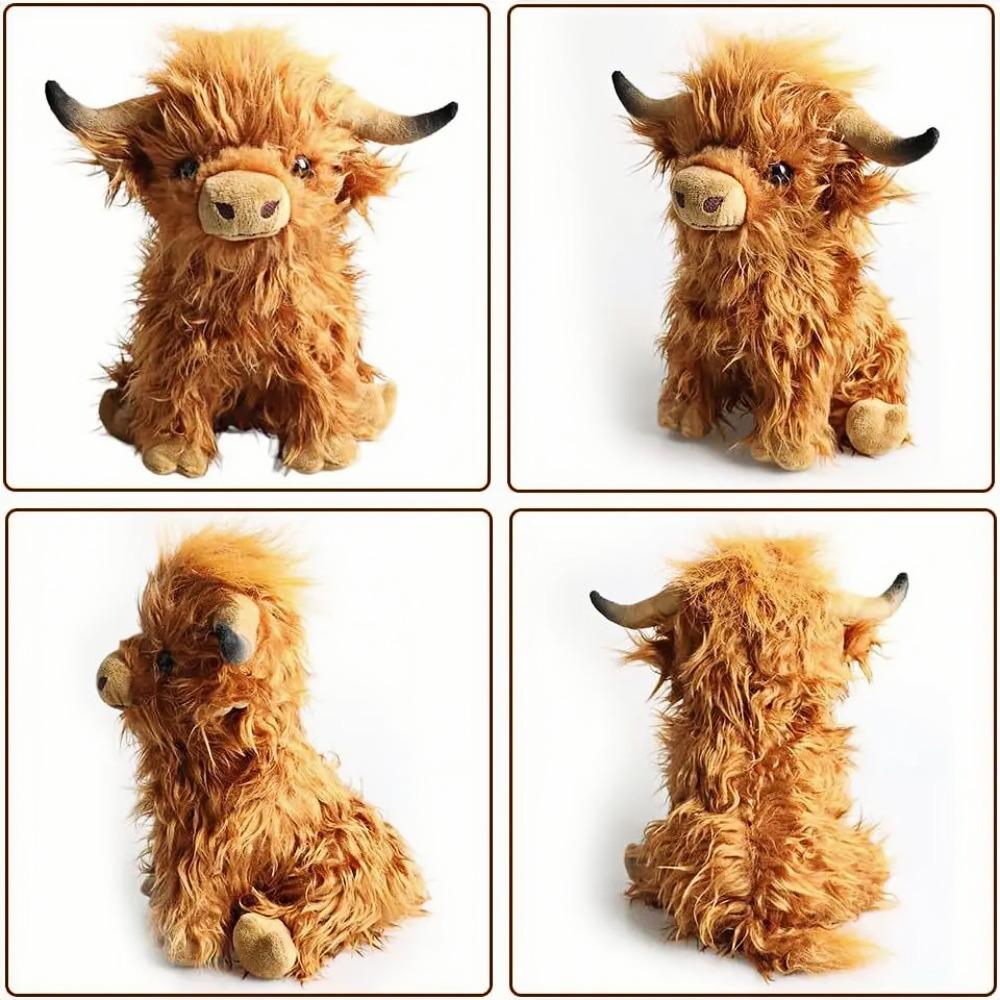25cm Simulation Highland Cow Plush Animal Doll Soft Stuffed Highland Cow Plush Toy Kawaii Kids Baby Gifts Toy Home Room Decor