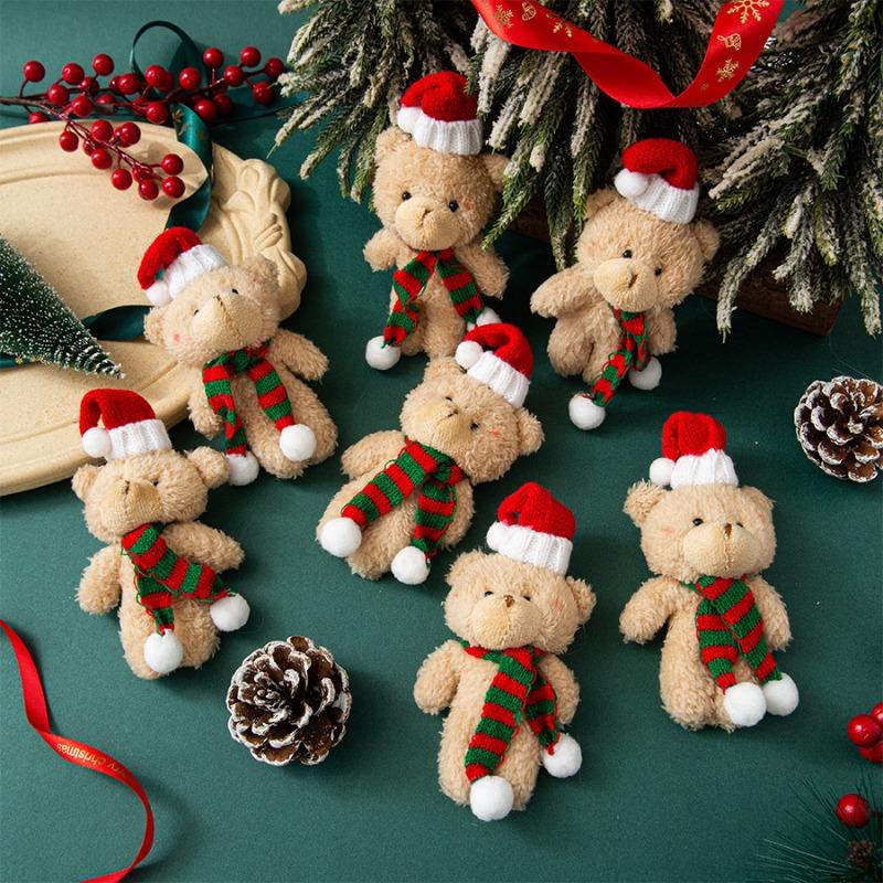 3pcs Christmas teddy bear plush teddy bear gift clothing bag keychain pendant pendant pendant accessory, perfect Valentine's Day, Christmas,