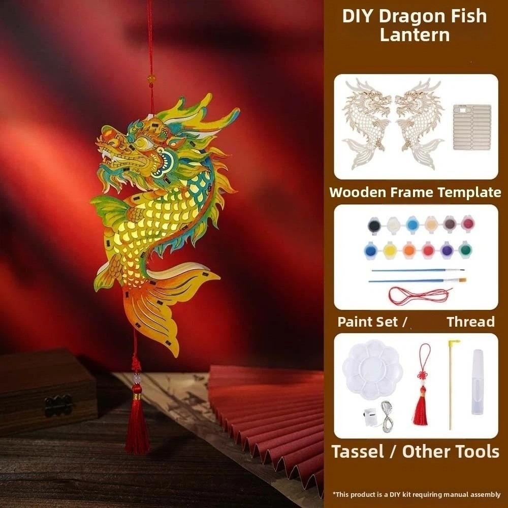 Hand-Painted Mythical Creature Lamp Three-Dimensional Mid-Autumn Fish Light  Cultural Festival Style 1