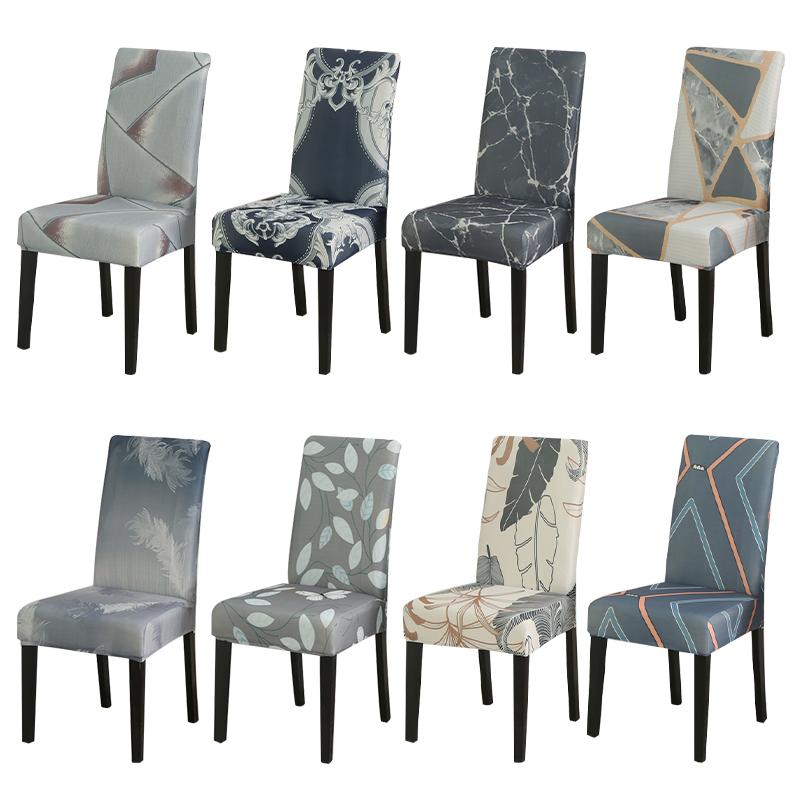 Printed Stretch Chair Cover For Dining Room Office Banquet Kitchen El Chair Protector Elastic Removable Anti-Dirty Seat Cover