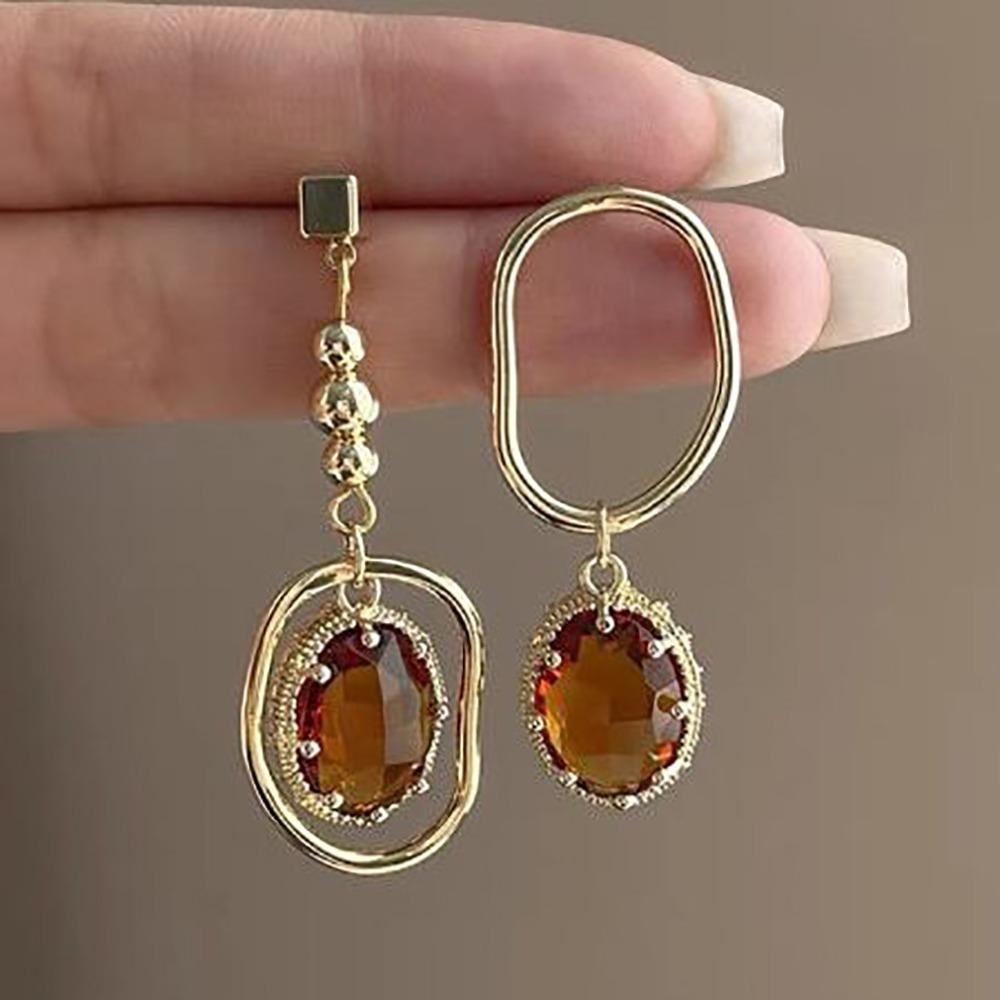Korean Style Crystal Pendant Earring Colorful Crystal Antique Drop Earrings