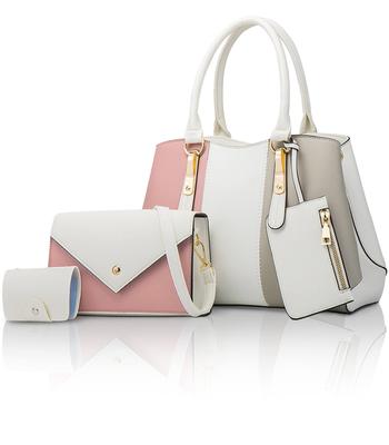 PORCO CASA Set with Shoulder and Crossbody Large Perfect for Birthdays and Adults Women's 4-Piece Bag, Handbag, Bag, 2-Way, Capacity, (White)