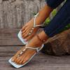 New for Women Beach Street Flip Flops Flat Shoes 2025 Summer Women's Sandals Bottomed Square Toe Beaded Sandals Zapatos De Mujer
