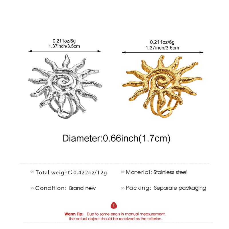 Vintage Sun Stainless Steel Rings for Women Exaggerated Gold Color Sunflower Ring Fashion Statement Jewelry Accessories Gift