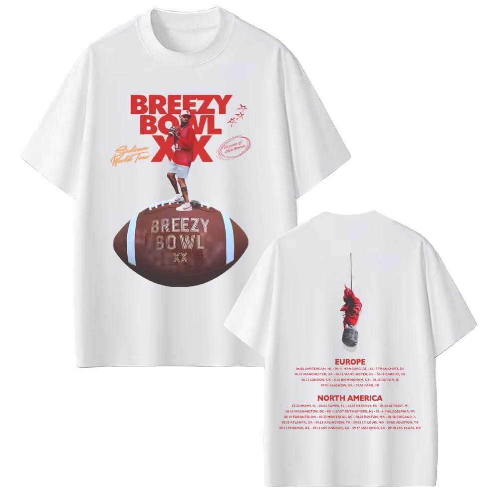 

Hot Sale Rapper Chris Brown Breezy Bowl XX Tour 2025 T-shirt Male Fashion Rap Pop Music T Shirt Men Women Hip Hop Retro T-shirts 4XL