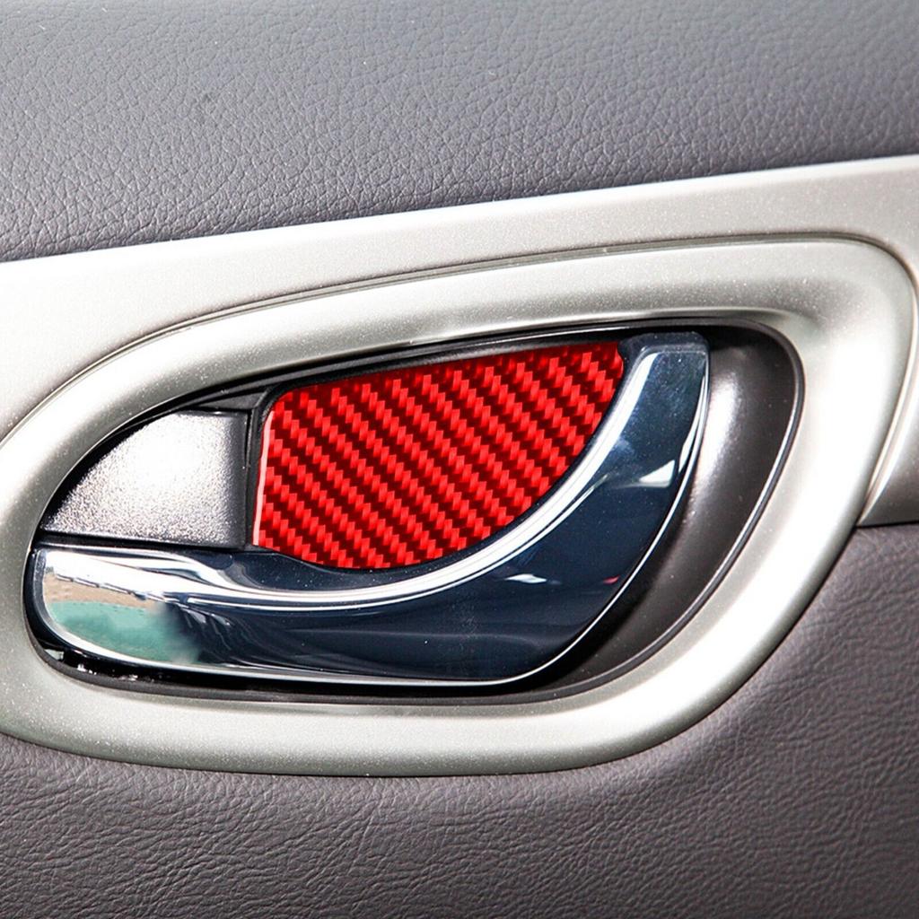 4Pcs Red Carbon Fiber Interior Door Handle Bowl Cover For Nissan Sentra 2016-21