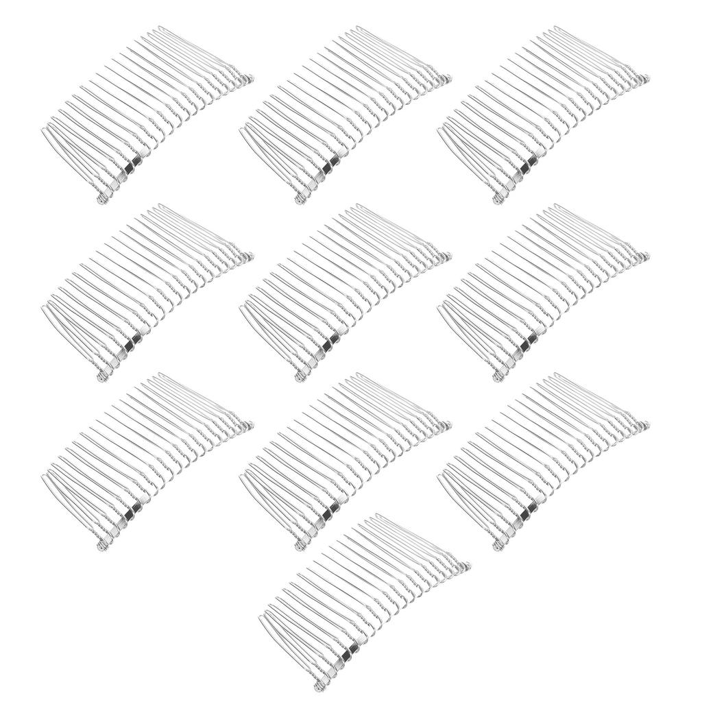 Metal Hair Side Comb with Long Teeth Plastic Hairpins Grips Barrettes Clamps for Women Wedding Veil Decorative Headpiece