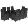 VidaXL 9-Piece Garden Dining Set with Cushions, Table and Chairs with Adjustable Backrest, Outdoor Patio Furniture 3212253