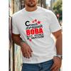 European Sizes Men's Russian Cyrillic Text T-Shirt - White Relaxed Fit Streetwear Tee with "CAMBIO" & Cyrillic Print