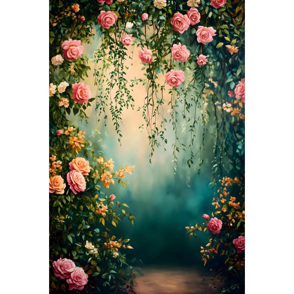 Spring Abstract Art Flower Banner Background Cloth, Adult Birthday Party Decoration Pregnant Woman Portrait Photography Backdrop