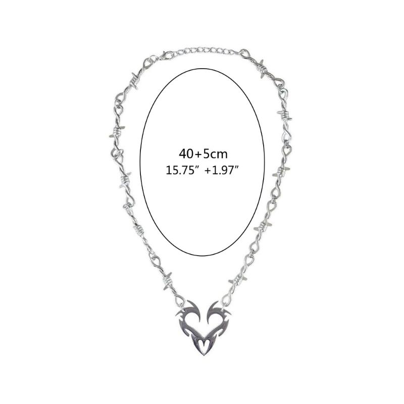 Fashion Gothic Thorn Heart Charm Choker Necklace for Women Men Hip-hop Punk Metal Chain Neckwear Fashion Party Jewelry