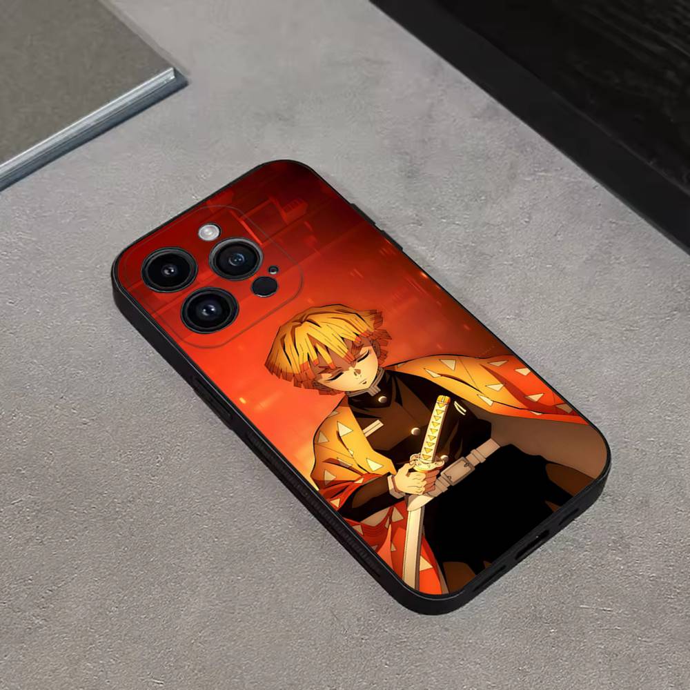 Agatsuma Zenitsu Anime Phone Case For iPhone 17,16,15,14,13,12,Pro,Max,Plus,E,SE4,Air,Mini Black Soft Cover iPhone15PRO