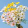 Flores Artificiais 5 Cabeças Flores Silvestres de Seda Falsa com Hastes Buquê de Flores Artificiais de Primavera para Decoração de Vaso de Casa Casamento Jardim