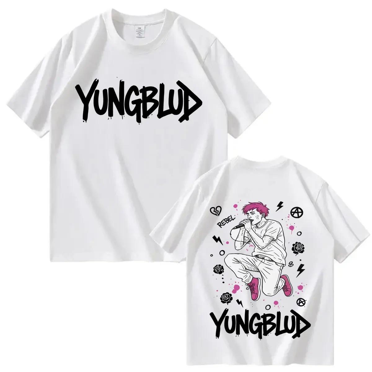 

Gray Oversized YUNGBLUD T-Shirt with Double-Sided Rebel Punk Print Women And Men T-shirts XXXL