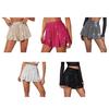 Women's Glitter Sequin Shorts High Waisted Going Out Sparkly Flowy Shorts Disco Party Festival Club Night Outfits