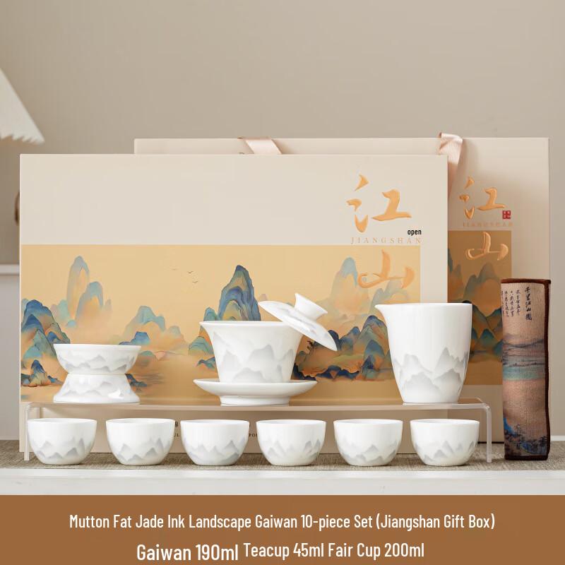 Xunyi Chinese Wisteria White Porcelain Tea Set (10-Piece)