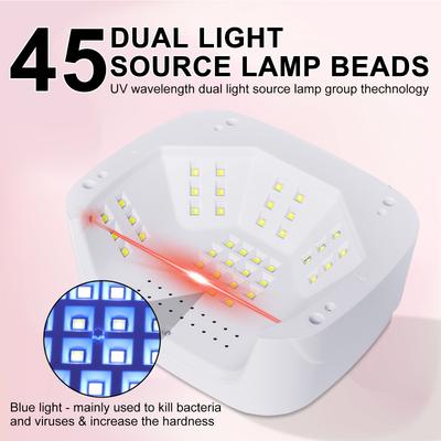 Professional 45 LED Nail Lamp Quick Gel Nail Polish Dryer 4 Timers Powerful Nail UV Light Suitable for Nail Salon Equipment