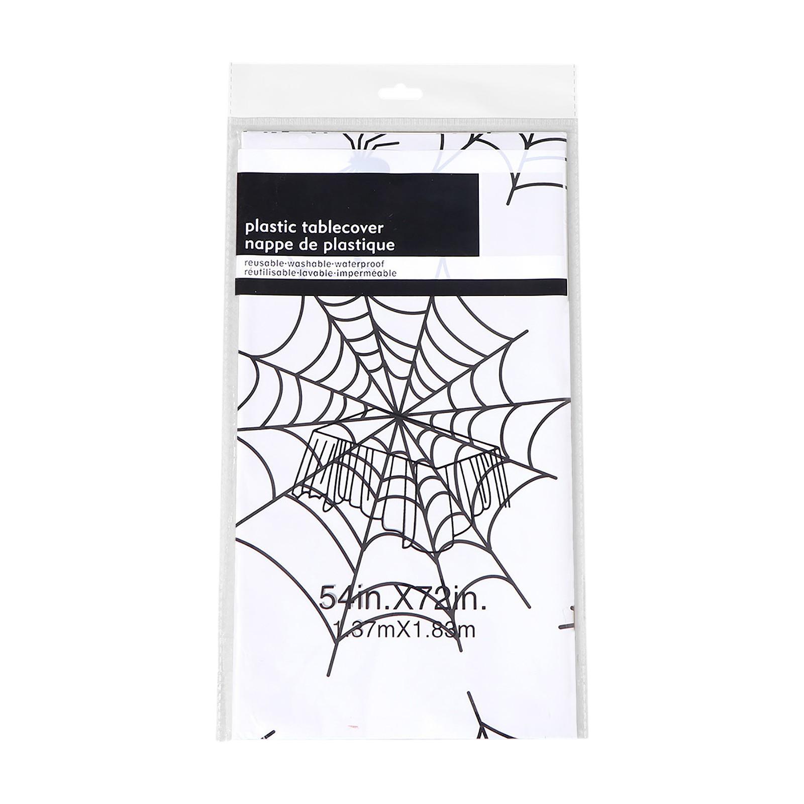 

Halloween Plastic Tablecloth – Spider & Haunted Tree Designs For Holiday Decoration One Size белый