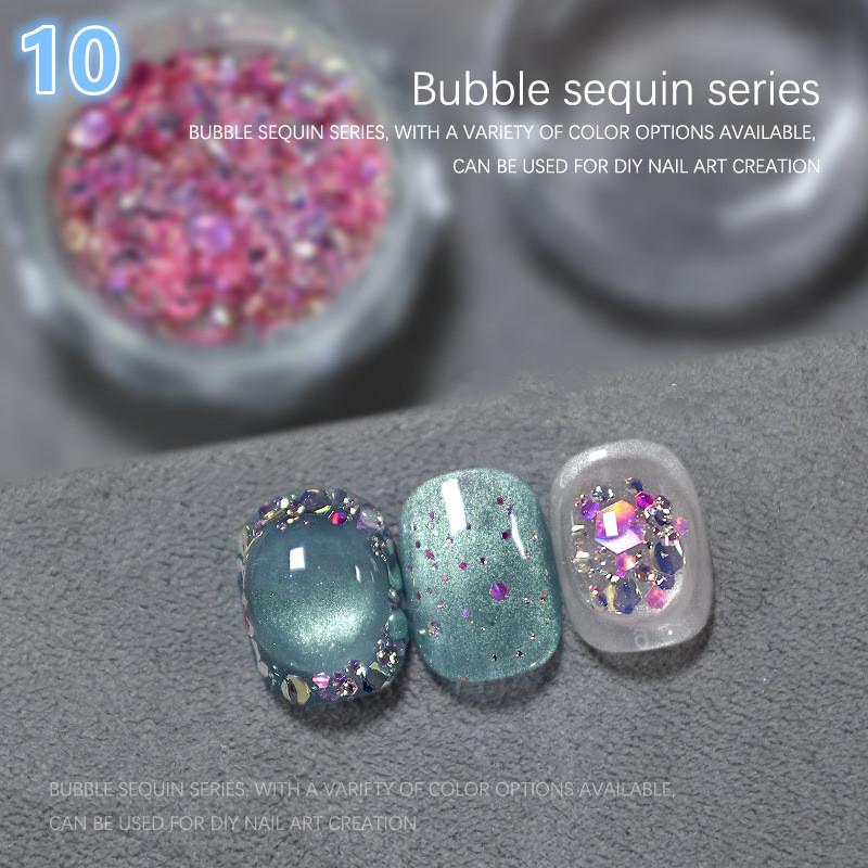 1Jar Bubble Nail Glitter Coarse Fine Mixed Large Glitter Irregular Hexagonal Sequin Diy Nail Jewelry Decoration Material