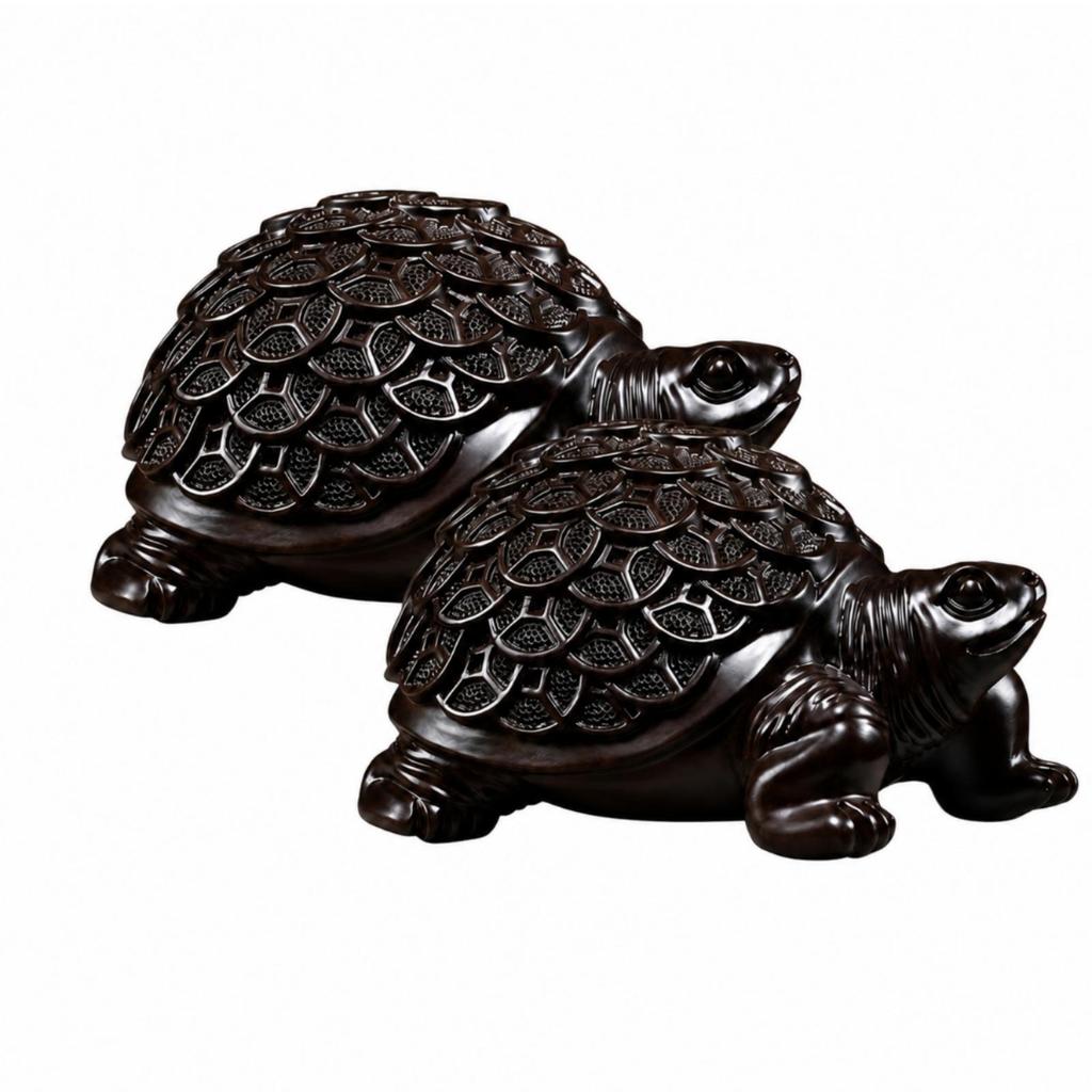 Feng Shui Prosperity Turtle Ornament Tabletop Carved Statue Wealth Decor