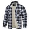 Long Sleeve Lapel Plaid Thickened Shirt Men's Jacket