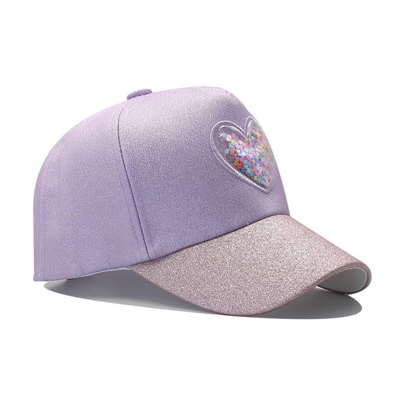 Children's Love Sequined Baseball Cap Spring and Summer Breathable Mesh Visor Outdoor Girls Cap - Year