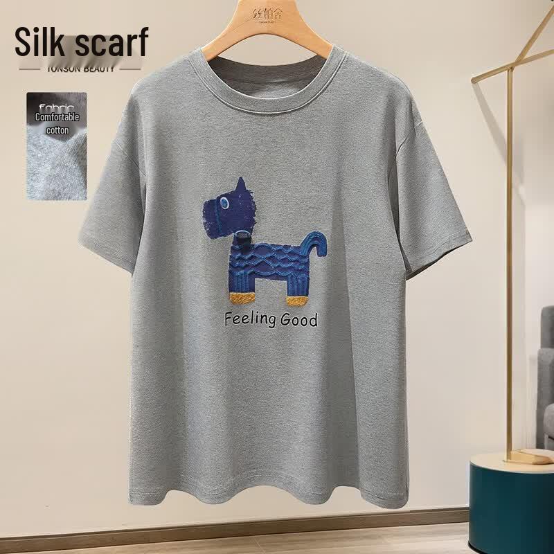 Women s Pure Cotton Round Neck Print T-Shirt S