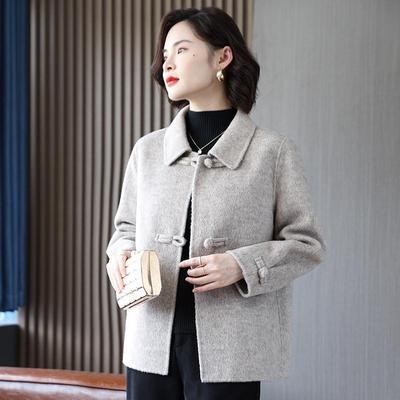 Mom's Elegant Wool Lapel Coat for Middle-Aged & Elderly Women - Autumn/Winter Fashion