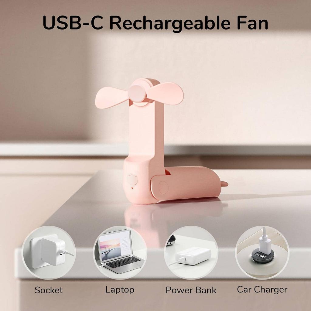 Portable Mini Fan, USB Charging Small Fan, Foldable Handheld Eyelash Fan, Suitable for Travel and Outdoor Use