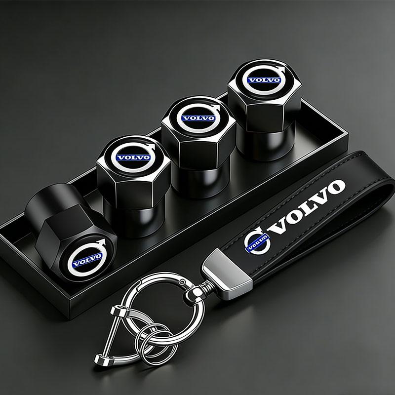 Car Logo Tire Valve Stems Cap Keychain Style Wheel Air Valve Cover For Volvo Xc60 Xc90 V40 V60 S60 V50 V90 S80 C40 XC40 V70 XC70