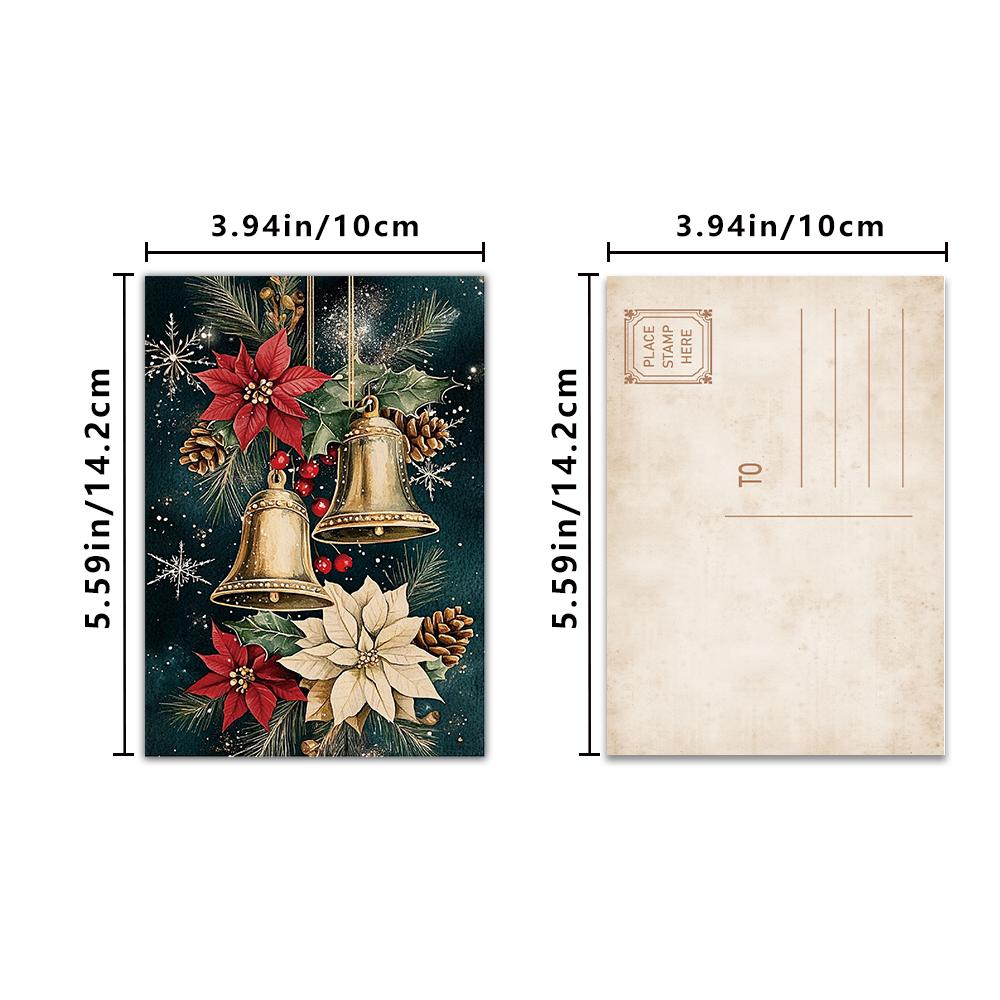 32pcs, green retro nostalgic Christmas postcards, birthday/anniversary gifts, collectible, giftable, and mailable