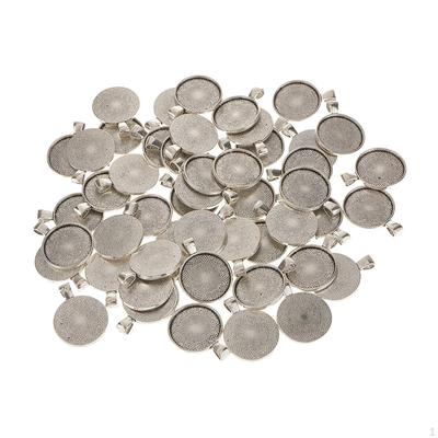 50 buc. Baza tavă cu lunetă rotundă goală 25 mm Cabochon pandantive argint