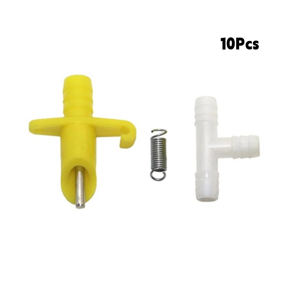 5/10/15 Sets Automatic Rabbit Drinking Spout Kit Galvanized Duckbill Type Water Nozzle OD 8.5mm Tee&Spring Poultry Cage Fittings